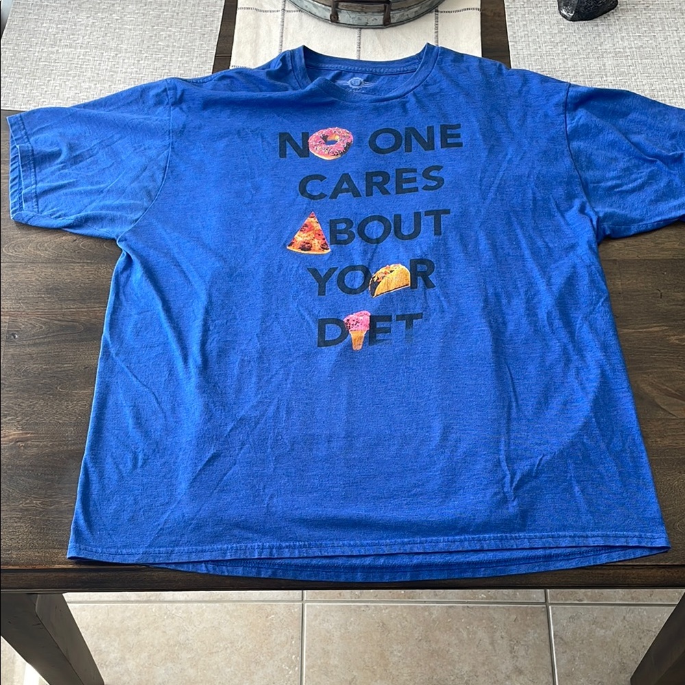 Vibrant Blue Short Sleeve Tee with Graphic Design